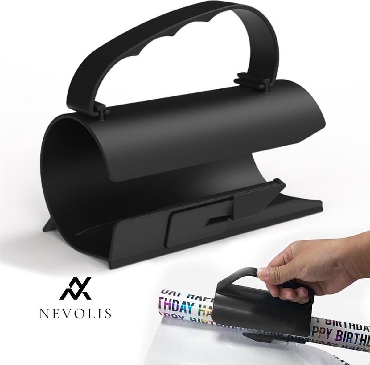 Nevolis Cadeaupapiersnijder voor rollen draagbare cadeaupapiersnijder snijgereedschap wrap-papier veilige trimmer papiersnijapparaat voor Halloween verjaardag feestdagen knutselcadeaupapier .