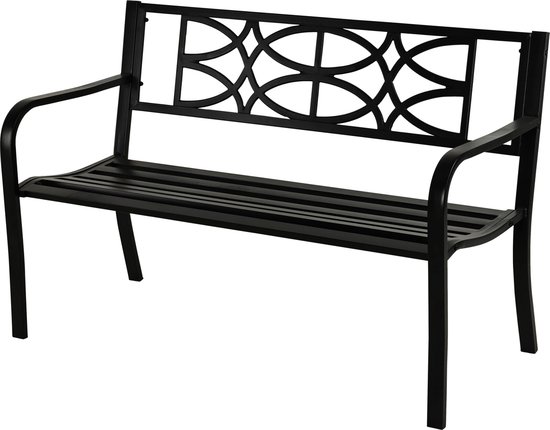 Relaxwonen Living Banc de jardin Ruben - Métal - Zwart - 127x60x80 cm - Extra résistant