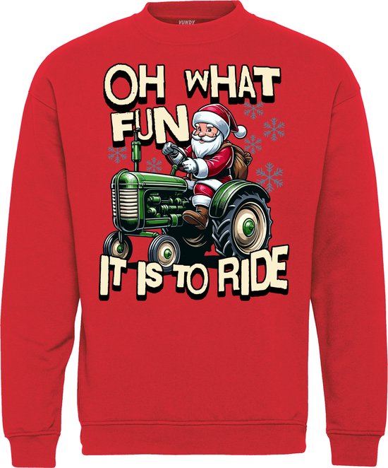 Kersttrui Tracker Oh Wat Fun It is To Ride | Foute Kersttrui Dames Heren | Kerstcadeau | Kerstpakket | Rood | maat 3XL