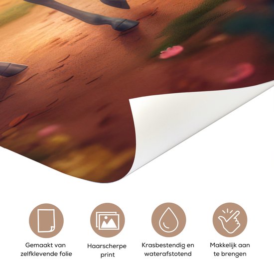 Affiche de porte 85x205 cm - Sticker porte Licorne - Forêt - Coloré - Fleurs - Meiden - Film meuble autocollant - Film porte chambre ado - Film intérieur chambre enfant - Film adhésif porte - Sticker papier peint porte - Décoration chambre ados