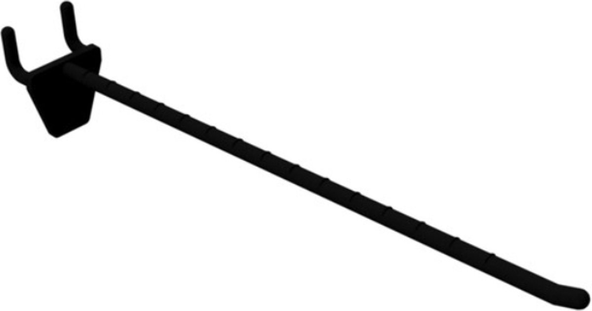 Perfowand Blisterhaak - 20 cm - Enkel - Zwart - Kunststof Gaatjeswand Displayhaak