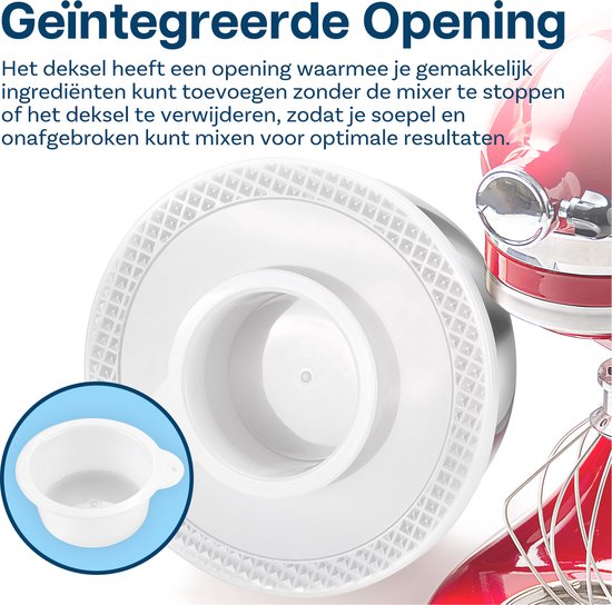 Mixer Bowl Cover voor KitchenAid 5 Quart Tilt-Head Stand Mixers Artisan Series van MMOBIEL - Mixer Bowl Cover Voorkomen dat Ingrediënten Morsen - Mixer Spatbescherming met Ingrediënt Toevoeg Opening van MMOBIEL — afbeelding 3