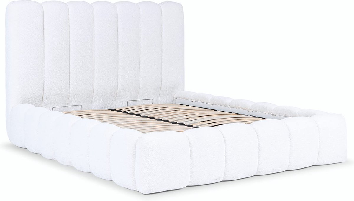 Zetelsenbedden Cande Luxe Boxspring Bed Ivoor Teddy Stof met Opbergruimte 180x200 cm - afbeelding 2