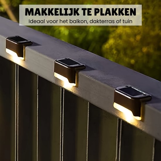 Lampe Solar Extérieure - Set de 2 Pièces - Éclairage Solar de Jardin - 6 LED - Etanche - Lampe Escalier Extérieur et Jardin - Éclairage extérieur Énergie Solaire - Opulfy