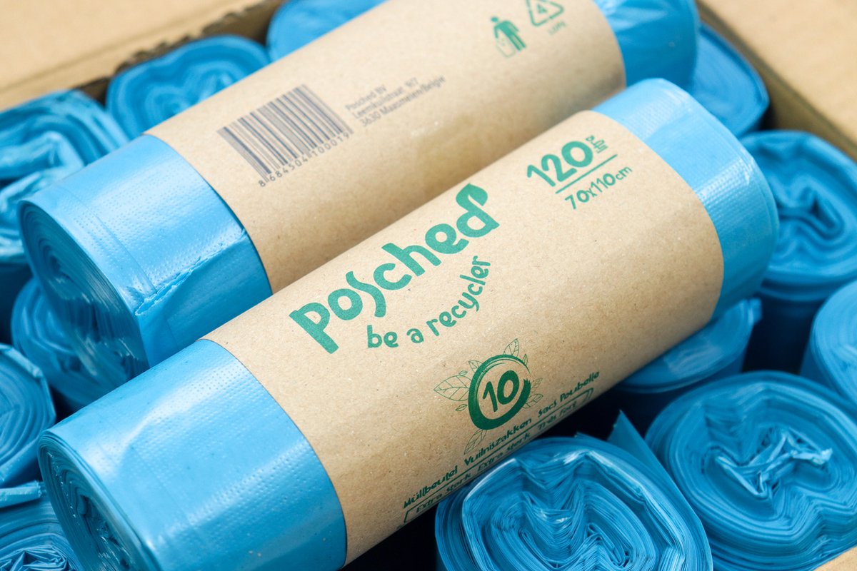 Goedkoopste POSCHED- Afvalzakken 120 Liter - Translucent blauw - Vuilniszakken 120 liter -30 Zakken - 3 rollen a 10 zakken - 70 cm x 110 cm - Vlarema 9 Wetgeving