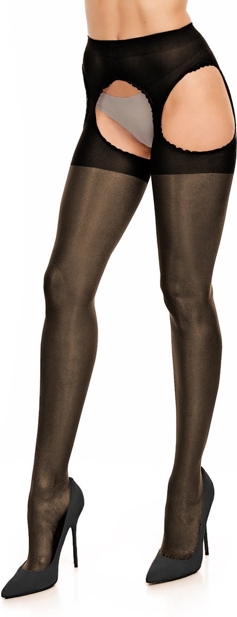 Glamory Plaisir Ouvert - Open panty - 20 den - maat XL - zwart