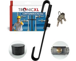 TronicXL Containerslot gehard staal – Diefstalbeveiliging voor vrachtcontainers, zeecontainers, bouwcontainers, vrachtwagens - slot zwart
