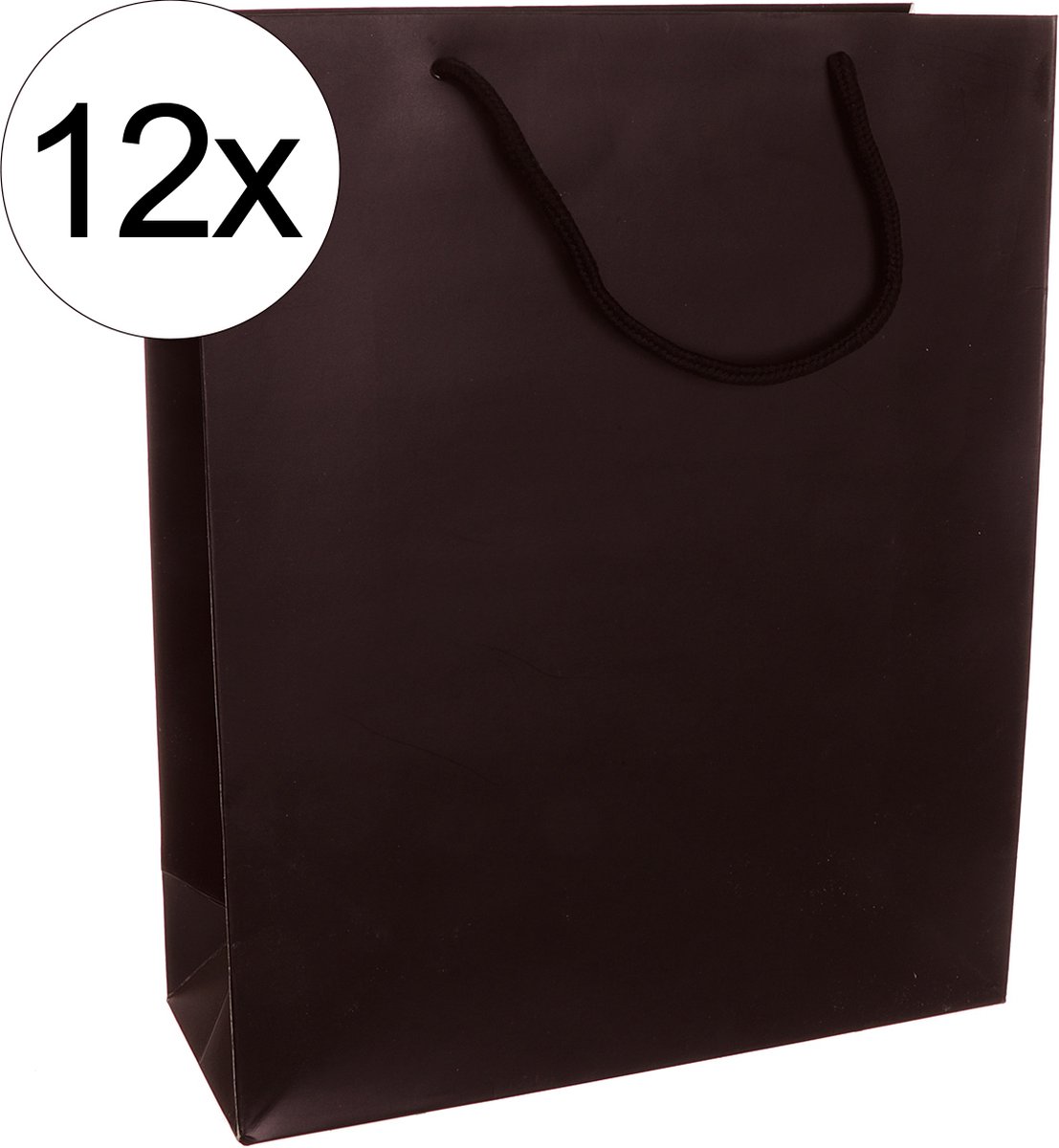 12st. stevige draagtassen papier (26x32x10)cm zak cadeautasje gift bag verpakking gedraaid koord greep