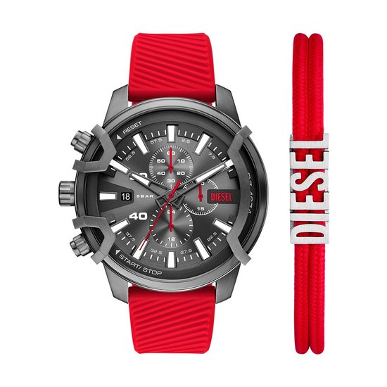 Coffret cadeau montre Diesel GRIFFED pour homme Rouge bol