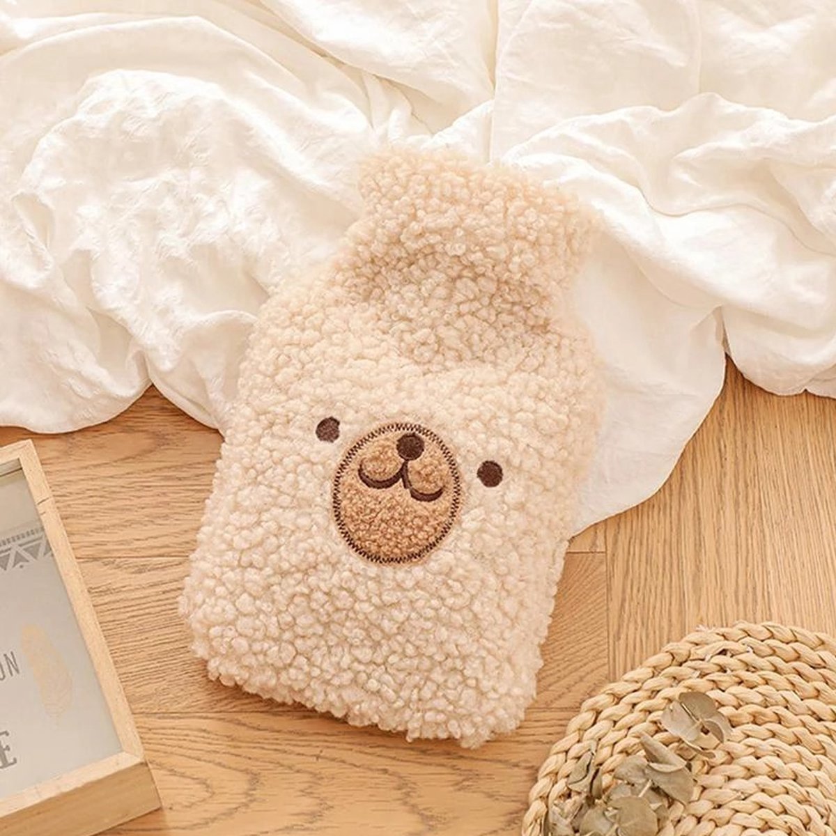 Goedkoopste Warmwaterkruik Teddy Bear - Kruik met Teddy Hoes - Kinderkruik - Warm Water Kruik - 500ML - Beige