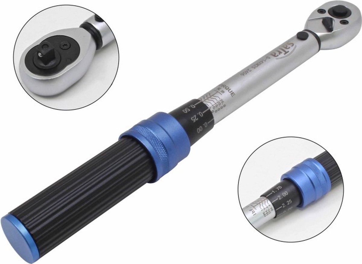 momentsleutel - 1/4 duims aansluiting - vanaf 5 tot 25 nm - krachtsleutel - torque sleutel - satra