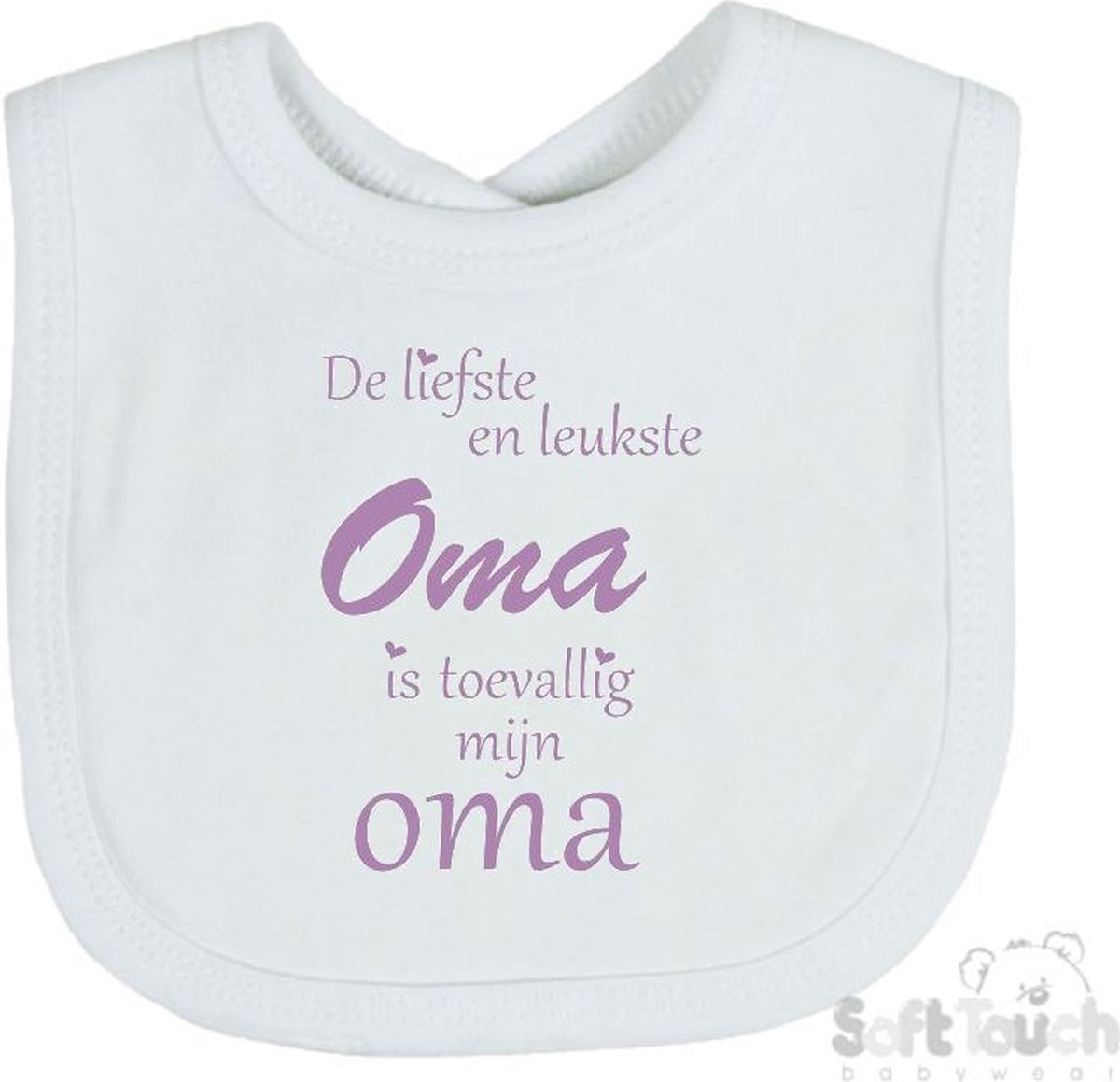 Goedkoopste Soft Touch Slabber Slabbetje Slab De liefste en leukste Oma is toevallig mijn oma Unisex Katoen Wit/lila Maat 33x22 Cm