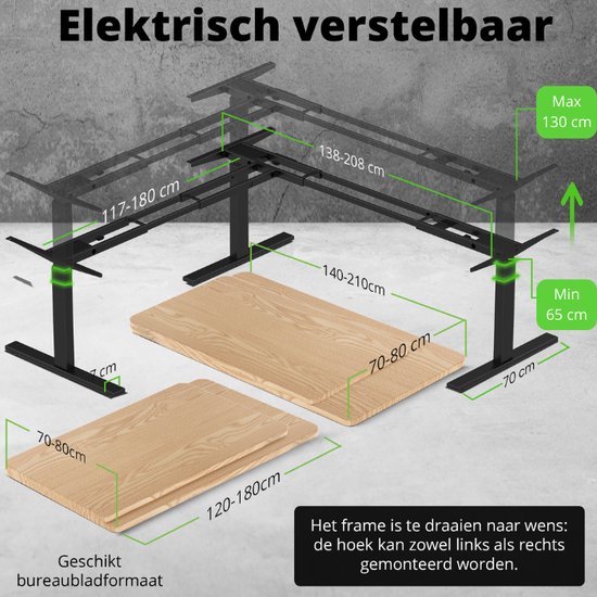 Updesk Hoek | Elektrisch Zit-Sta Hoekbureau