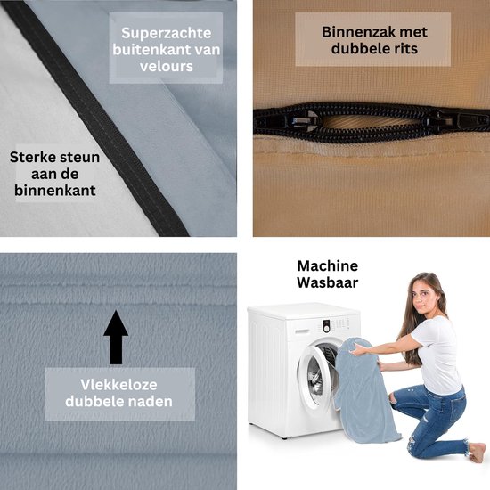 Charlie & Finn LE PLUS GRAND SAC IMPOSSIBLE EN EUROPE ! - Pouf Premium XXL - Pouf géant avec rembourrage en mousse à memory - 1500 l - Grijs Argent