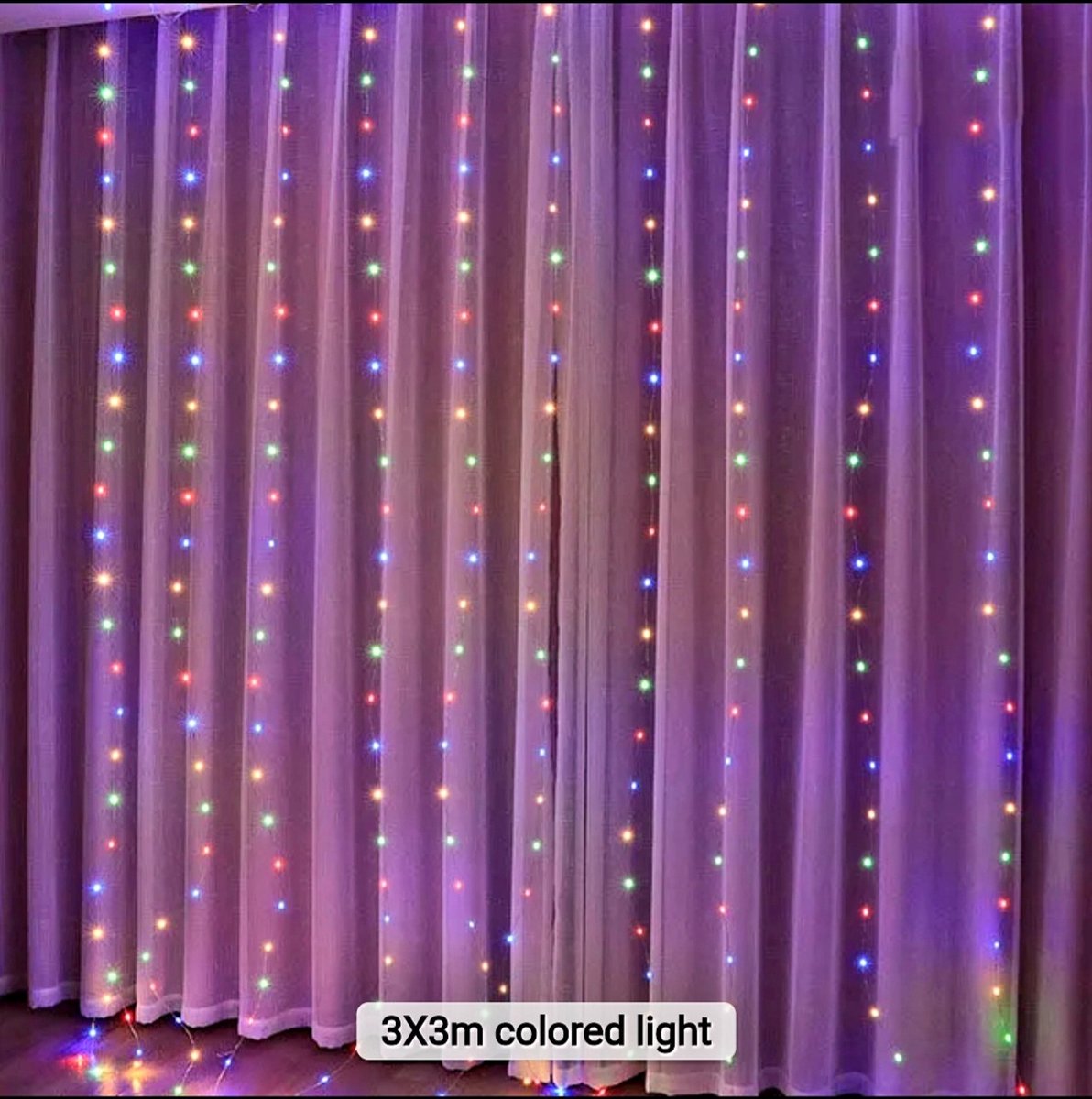 LED Lichtgordijn/ Veelkleurig/ met Afstandsbediening/ 3x3 Meter/ 300 LED lampjes/ Kerstverlichting/ Energiebesparend/ Kerstversiering/USB aansluiting/Met ophanghaakjes/8 lichtstanden/Feestdagen/Sinterklaas/Party Tuin/Cadeau/Verlichting/Binnen/Buiten