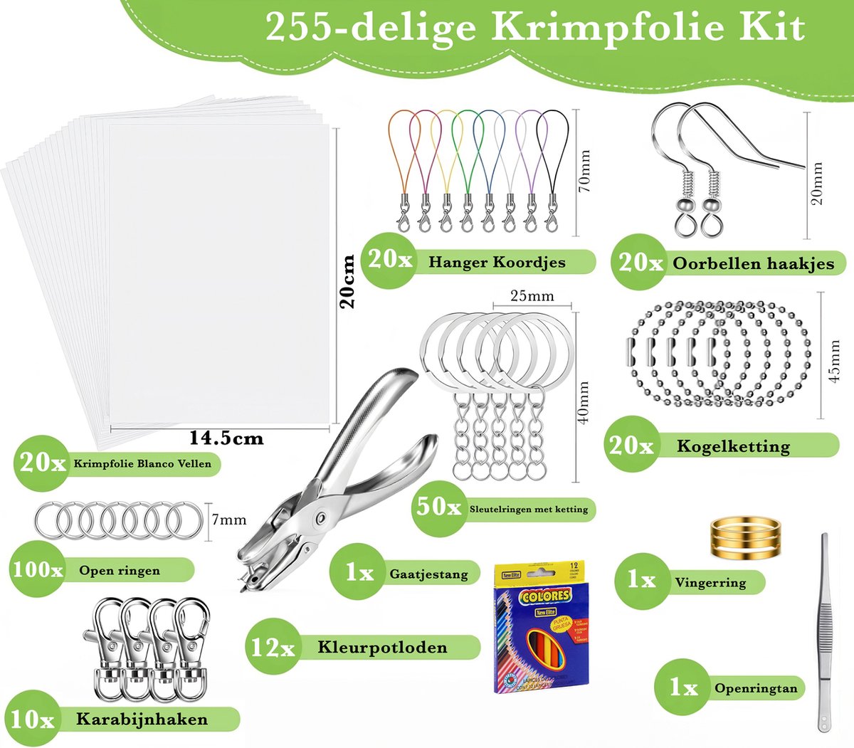 20 hoogwaardige krimpfolie voor het maken van eigen sierelementen, sleutelhangers en