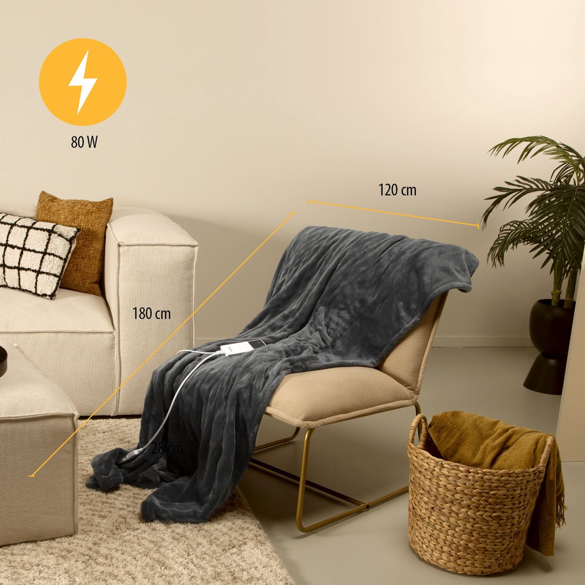 Tristar BW-4781 Elektrische Deken Grijs 80W 9 - afbeelding 3