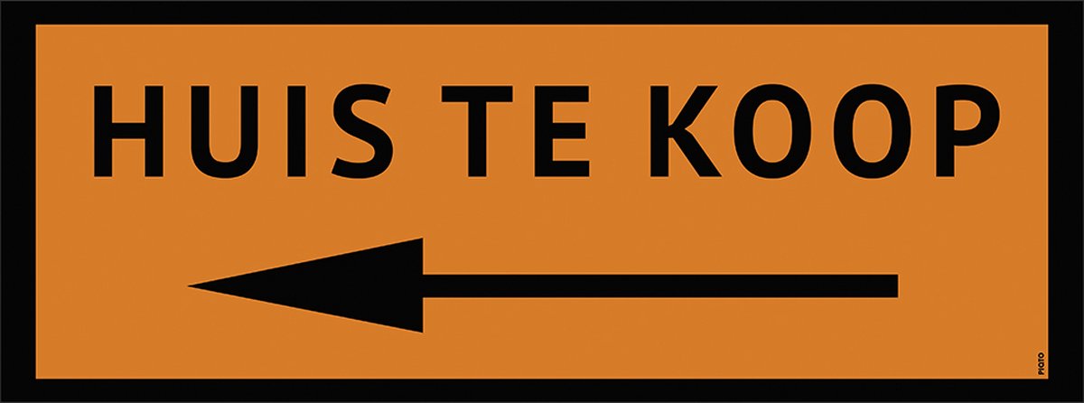 Bord/ aanwijzer | "Huis te koop" - Pijl naar links | 40 x 15 cm | Woning verkopen | Kunststof | 1 stuk