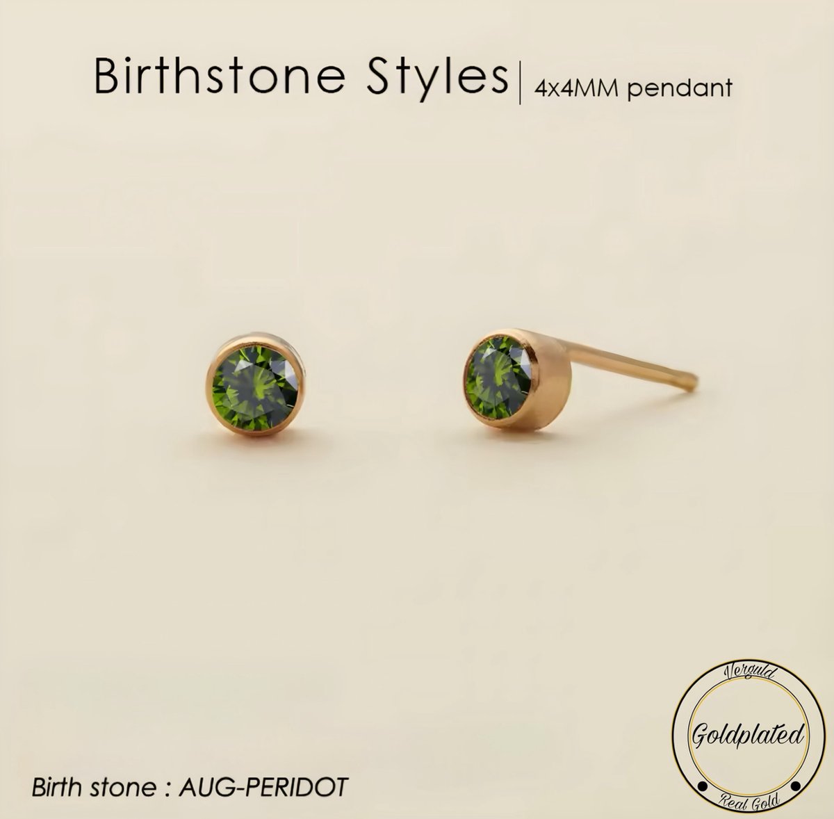 Borasi Birthstone Oorbellen Augustus | Goldplated | Groen | Dames Sieraden |