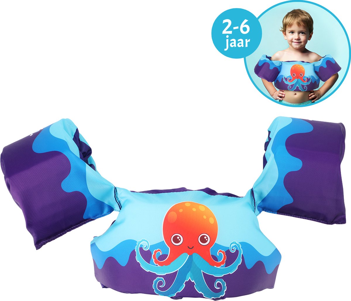 Floaty Friends puddle jumper - Octopus | Kinderzwemvest | Praktisch en comfortabel zwemhulpmiddel | 15-30 kg | 2-6 jaar