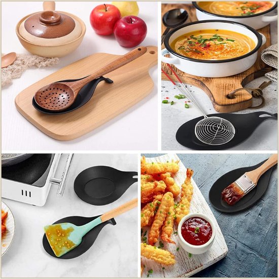 siliconen lepel rust met druppelpad voor meerdere utensils.silicone