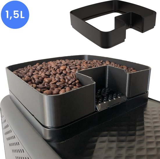 Lux3D Extension porte-grains de café adaptée à Phillips EP 1200 – 2200 – 5400 - Donne une capacité supplémentaire à votre machine - Accessoire pour machine à café Phillips - 1,4L