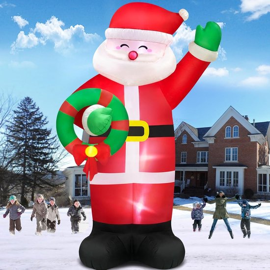 GuKKK Inflatable Santa Claus with Sleigh XXL Inflatable Christmas Decoration for Outdoor Reindeer Santa Claus Decoration LED Lighting IP44 Inflatable Indoor Decoration incl. (Snowman