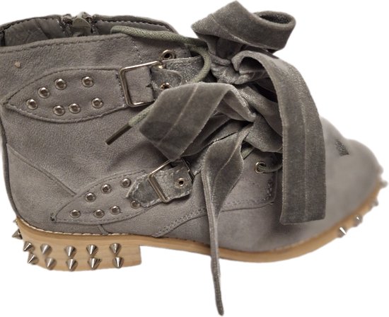 LUCKYSHOES-ENKELBOOTS-SUEDELOOK- RIBBONS&STUDS-37