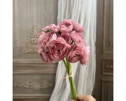 Dieproze Mica Kunstbloem - Kunstbloemen Boeket - artificial flowers bunch - Mica - Dark Pink - 6 stuks