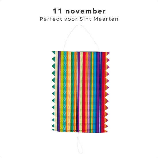 Treklampion Papier 16 cm - Sint Maarten Lampion - 11 november - Kleurrijke Strepen - Inclusief EBOOK — afbeelding 5