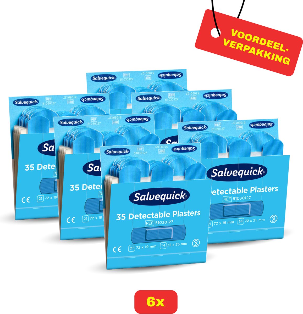 Goedkoopste 6 x Salvequick Detecteerbare Pleisters 35 stuks - Voordeelverpakking!
