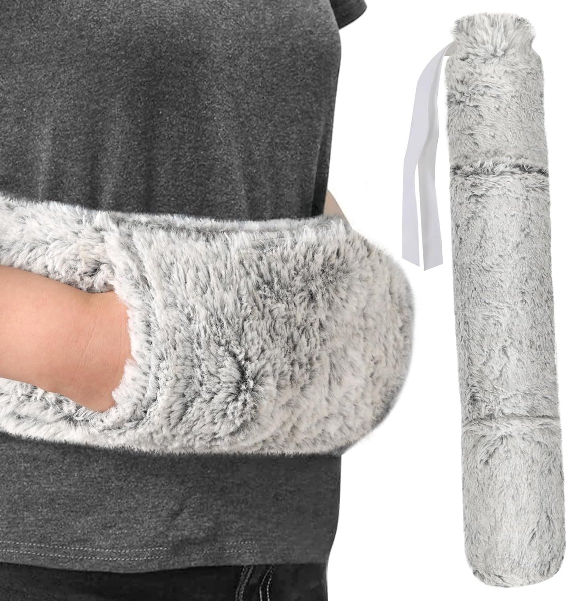 Goedkoopste Inovra ® Extra Lange Warmwaterkruik met Fluffy Hoes voor Nek, Schouders en Taille, 2 Liter Capaciteit