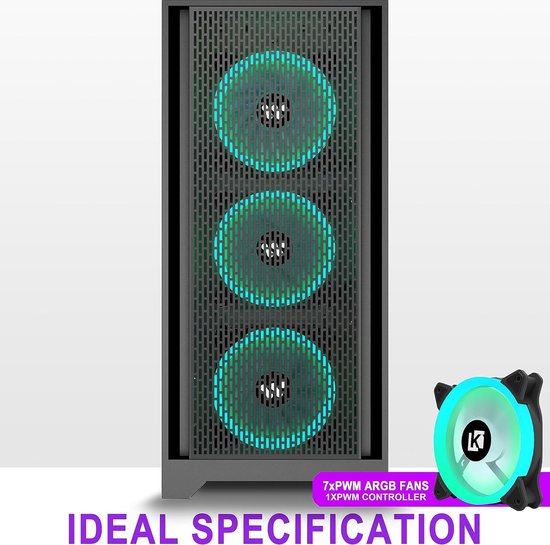 HYXN H1 ATX Boîtier PC - 7 Ventilateurs PWM ARGB Préinstallés, Boîtier