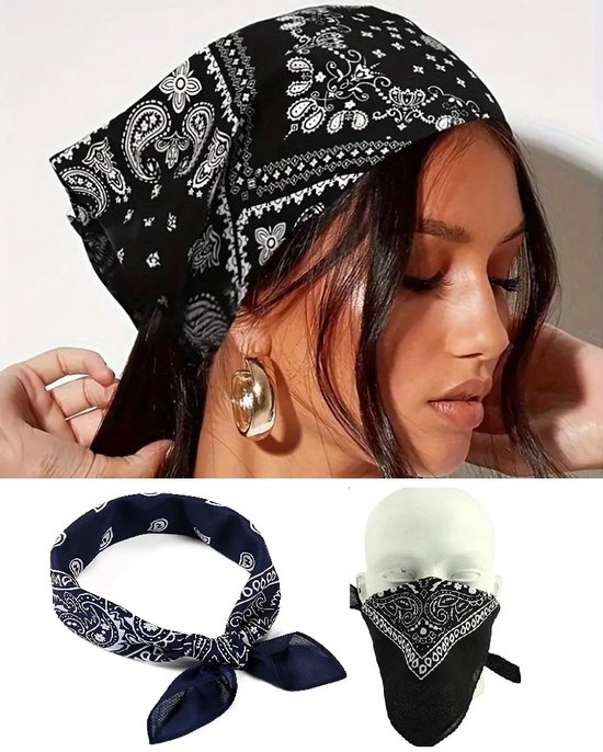 Bandana I Unisex I Boeren Zakdoek I Hoofdband I Zwart