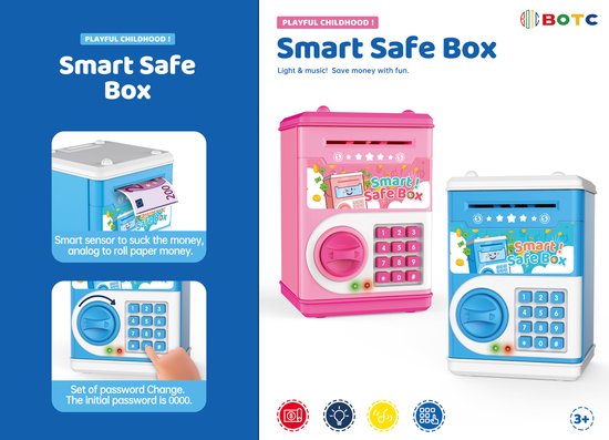 Tirelire numérique BOTC - Carte de débit incluse - Jouets Éducatif - Jouets pour enfants - Cadeau - Rose