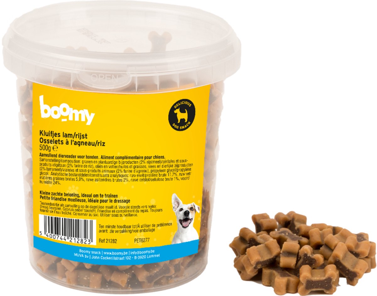 Boomy - Hondensnacks - Zachte hondensnoepjes - Beloningssnoepjes - Lam en rijst mix - 2 x 500g
