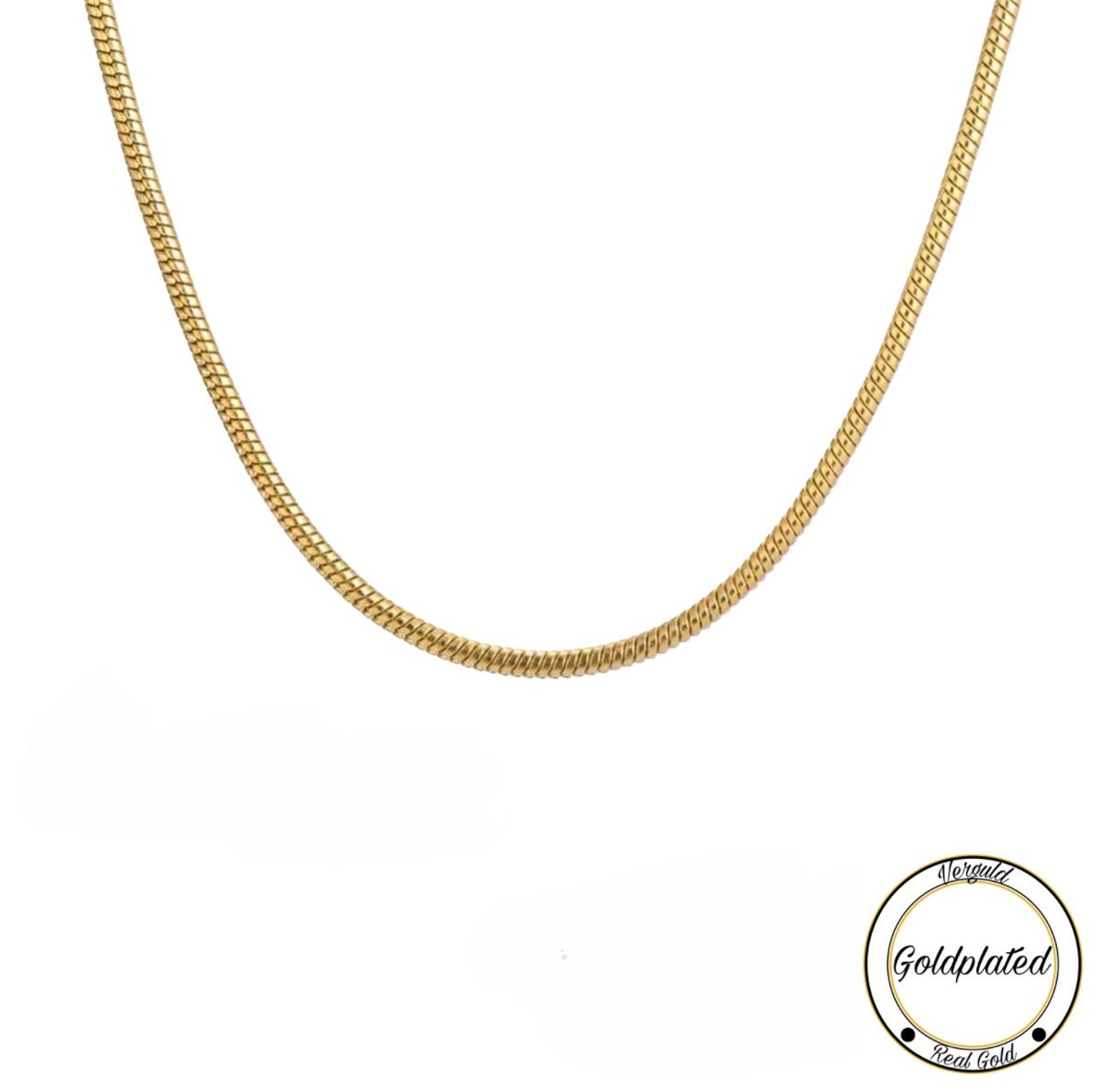 Minimalist Snake Schakel Ketting | Goldplated | 45cm | Kettingen | Dames Sieraden | Borasi Kerstcadeau | Black Friday |