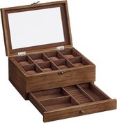 Bol.com Mazazu Horlogekist en Sieradendoos - Functionele Opbergdoos met Glazen Deksel en Zacht Interieur - Geschikt voor Horloge... aanbieding