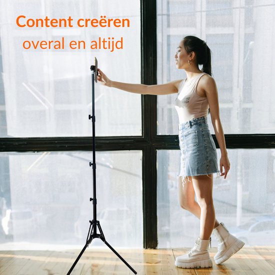 Statief smartphone en camera met telefoonhouder - statief telefoon en camera - 160 cm hoog - inclusief bluetooth afstandsbediening - cadeau tip