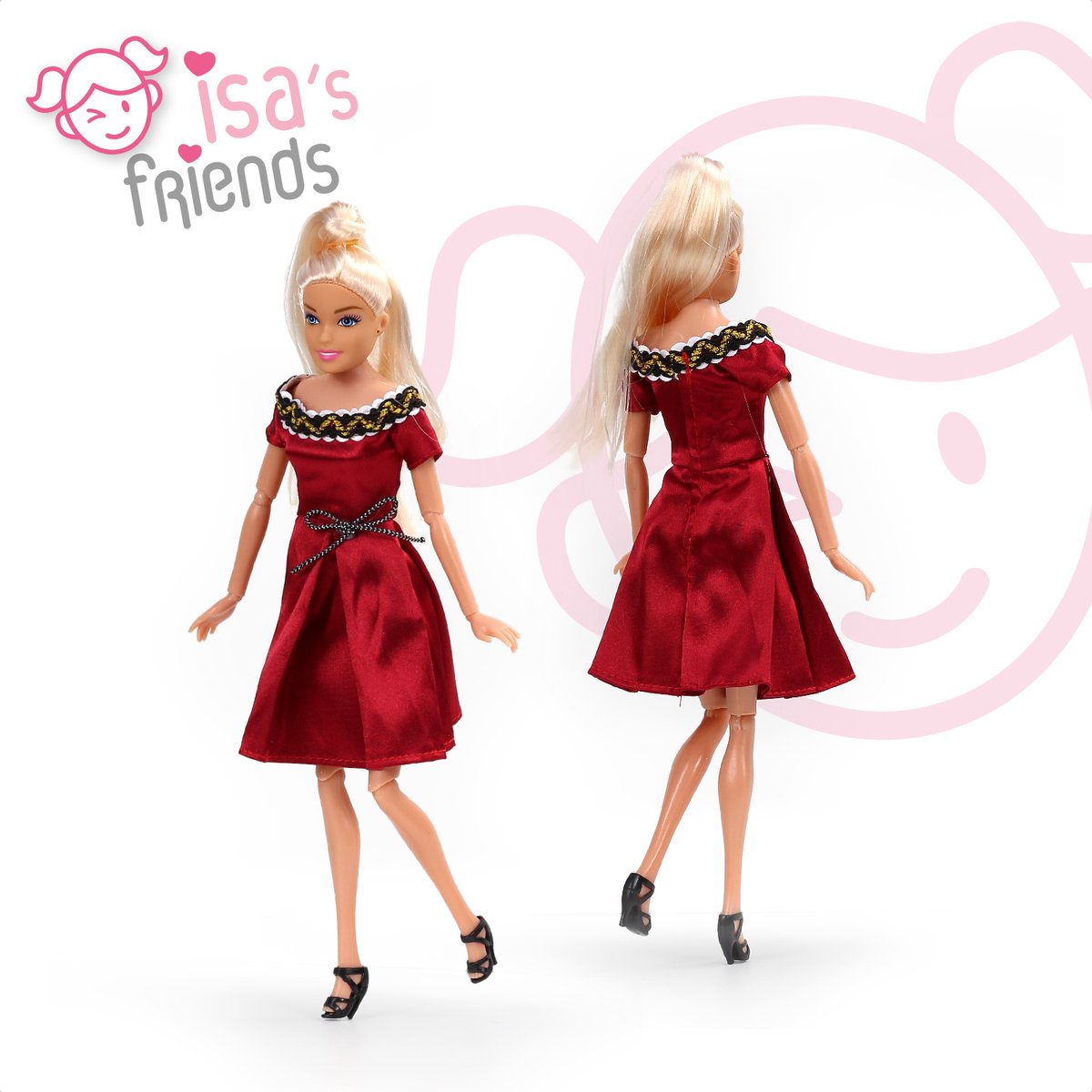 Isa's Friends® Poppenkleertjes - 5 Outfits voor modepoppen - Setje 'Zoë' - Geschikt voor Barbie — afbeelding 9