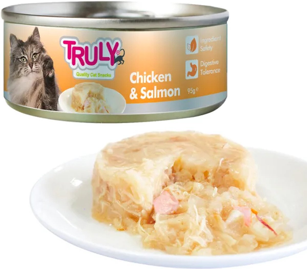 Truly – Natvoer Kip & Zalm – Kattenvoer – Voordeelbundel 10x 95 gram