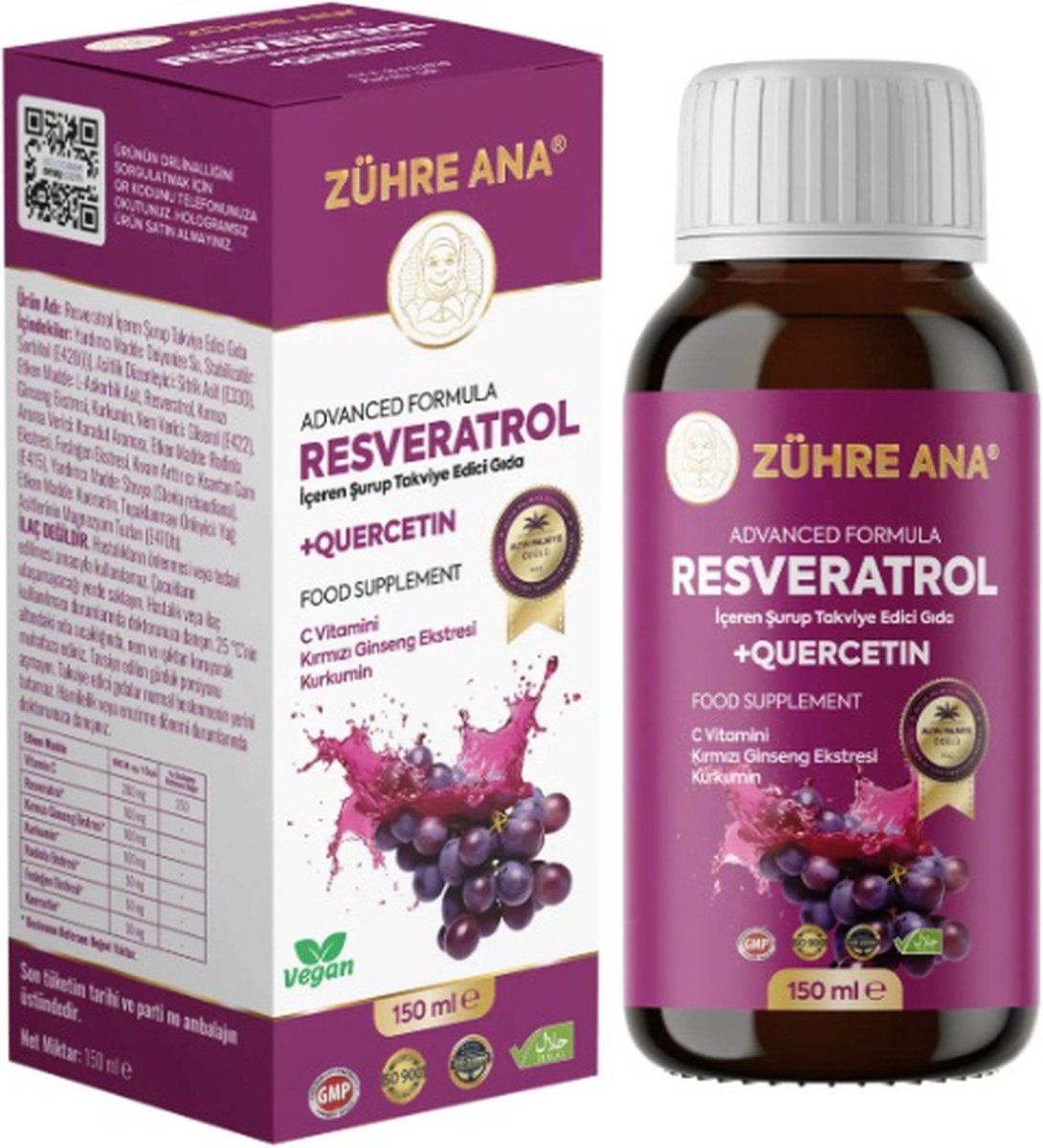 Goedkoopste Zühre Ana - Resveratrol Siroop 150 (ml.) | Advanced Formula Kids Supplement | Vegan | Vitamine C Resveratrol |