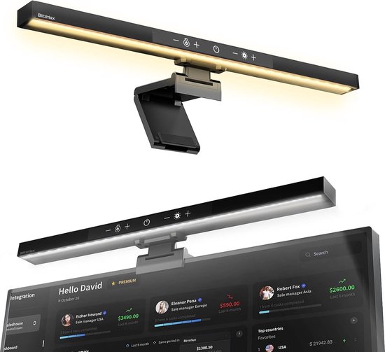 Foto: Staypowered led monitorlamp perfect voor oogcomfort en productiviteit glansvrij traploos dimmen 5 kleuren geheugenfunctie geschikt voor elke monitor ruimtebesparend ontwerp zwart levering sneller dan aangegeven 