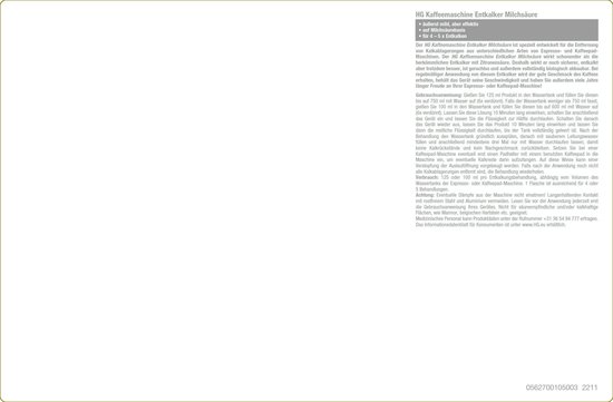 HG - Keuken - Koffiemachine Ontkalker - Melkzuur - 500 ml - 1 stuk