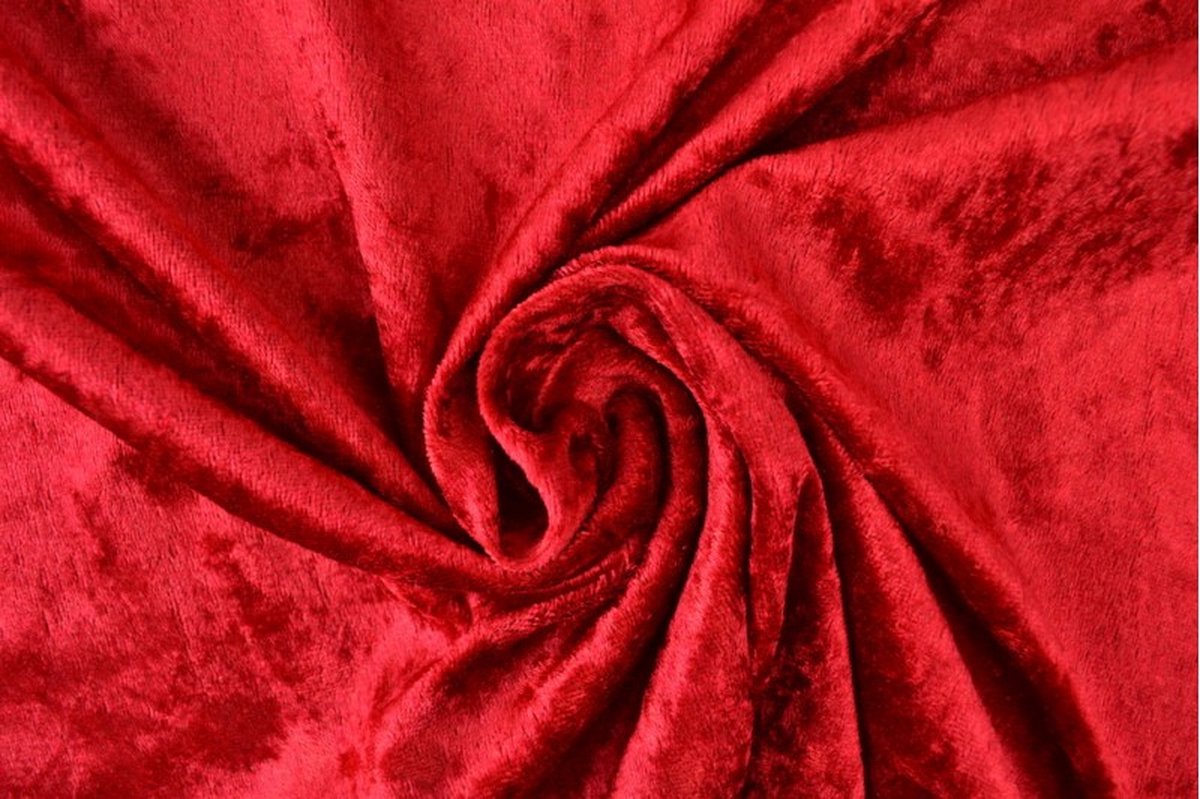 10 meter velours de panne - Rood - Crushed velvet - 150cm breed