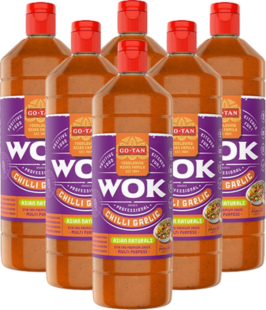 Go-tan - Woksaus Chilli Garlic - 6x 1ltr