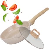 Bol.com Maison & Kitchen - Wokpan inductie met Deksel (frypan) - 28 Cm - Diepe braadpan voor alle warmtebronnen - PFOA PFAS Vrij... aanbieding