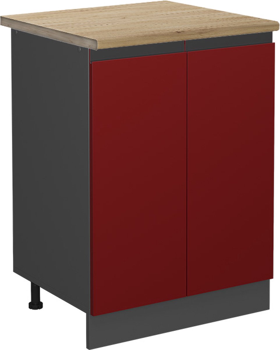 Vicco R-Line Keukenonderkast – 60 cm, WB Eik Rood Rood/Antraciet