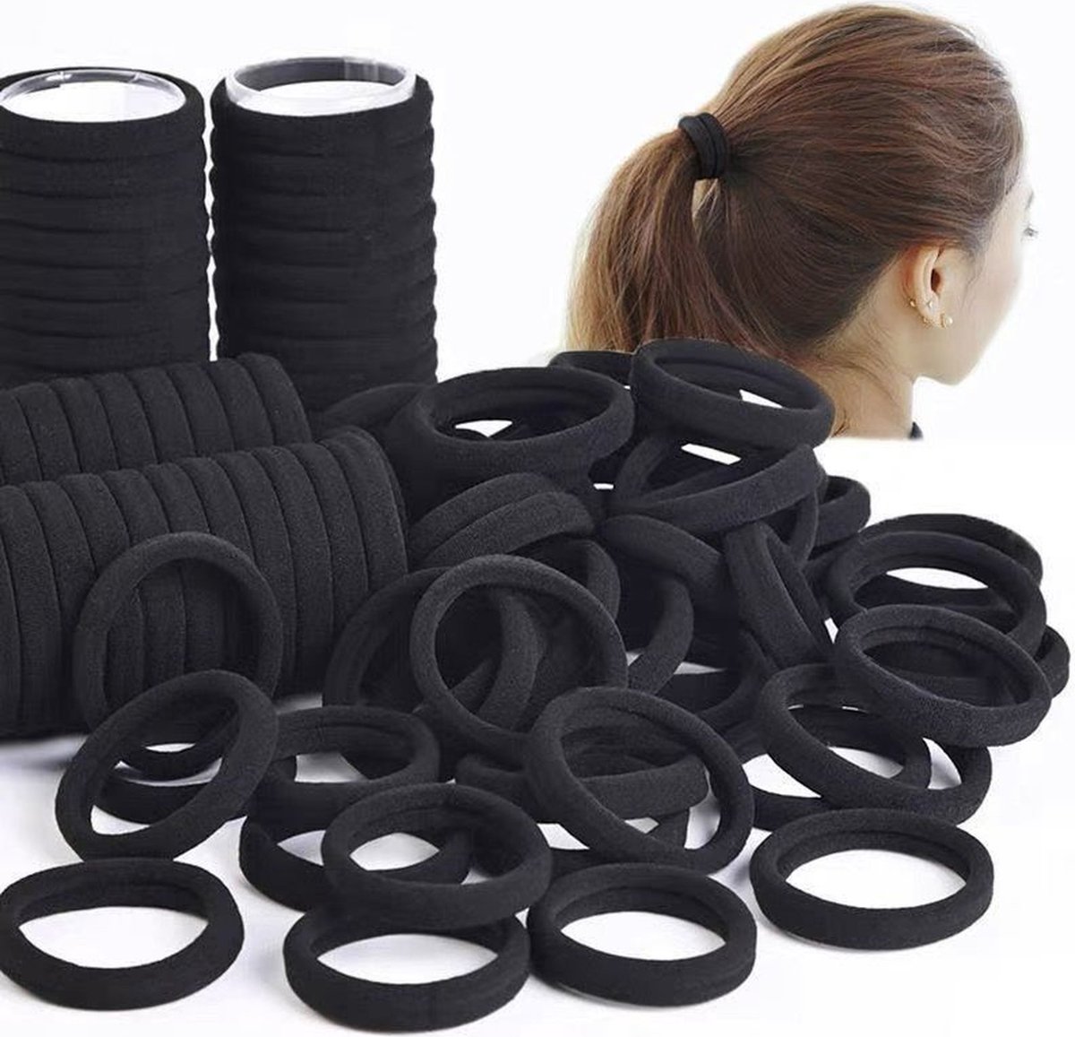 30 Stuks Haarelastiekjes-Stof Haarelastiekjes - Minimalistische Haarbanden-Hoog Elastische voor Vrouwen en Meisjes - zwart