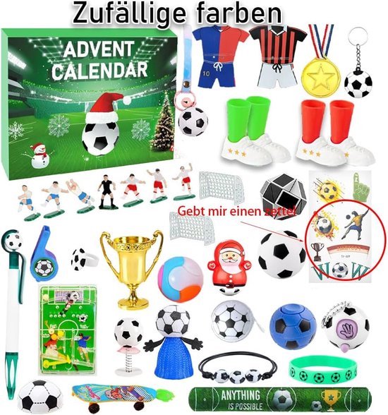 LIHAO Adventskalender voetbalset jongens voetbal feestgeschenken voor jongens voetbal armbanden sleutelhanger tatoeages fluitjes 2024